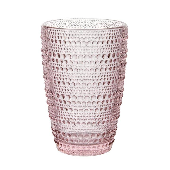 Pink Vintage Hobnail Highball Glasses 12.85 oz - Samantha Pynn - Set of 4 for wholesale by IKIDO
