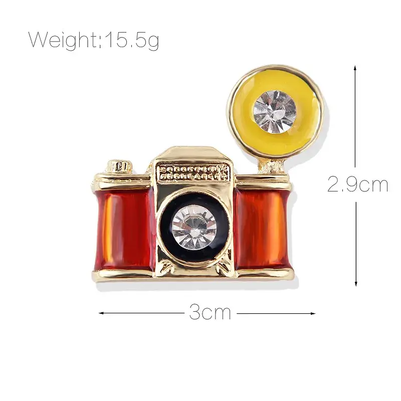 Magnifique Hearts – wholesale Brooch – Retro Camera Rhinestone Brooch – Vintage Jewelry Pin3