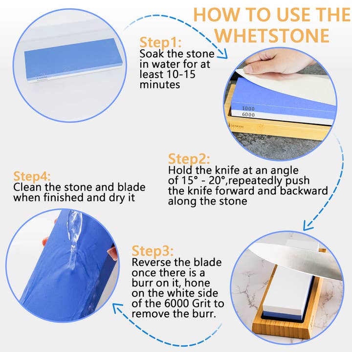 Senken Knives - Wholesale Knife Sharpener - 1000 / 6000 Grit Japanese Whetstone, Knife Sharpening Stone