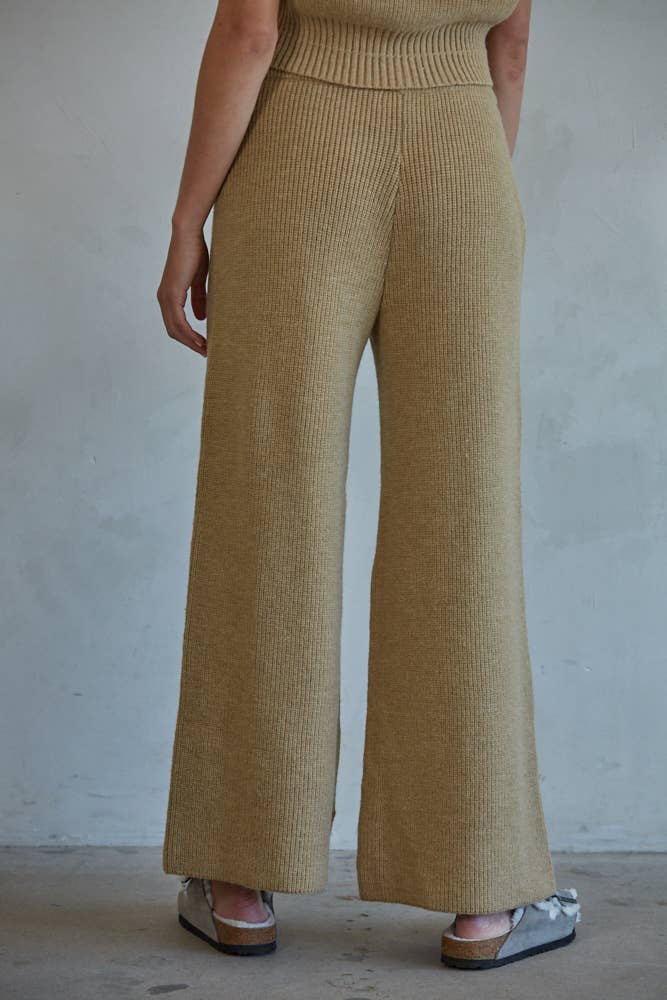 By Together - Wholesale Pants - Women's - W1652 | Knit Sweater Ribbed Wide Leg Waist Banded Pants2