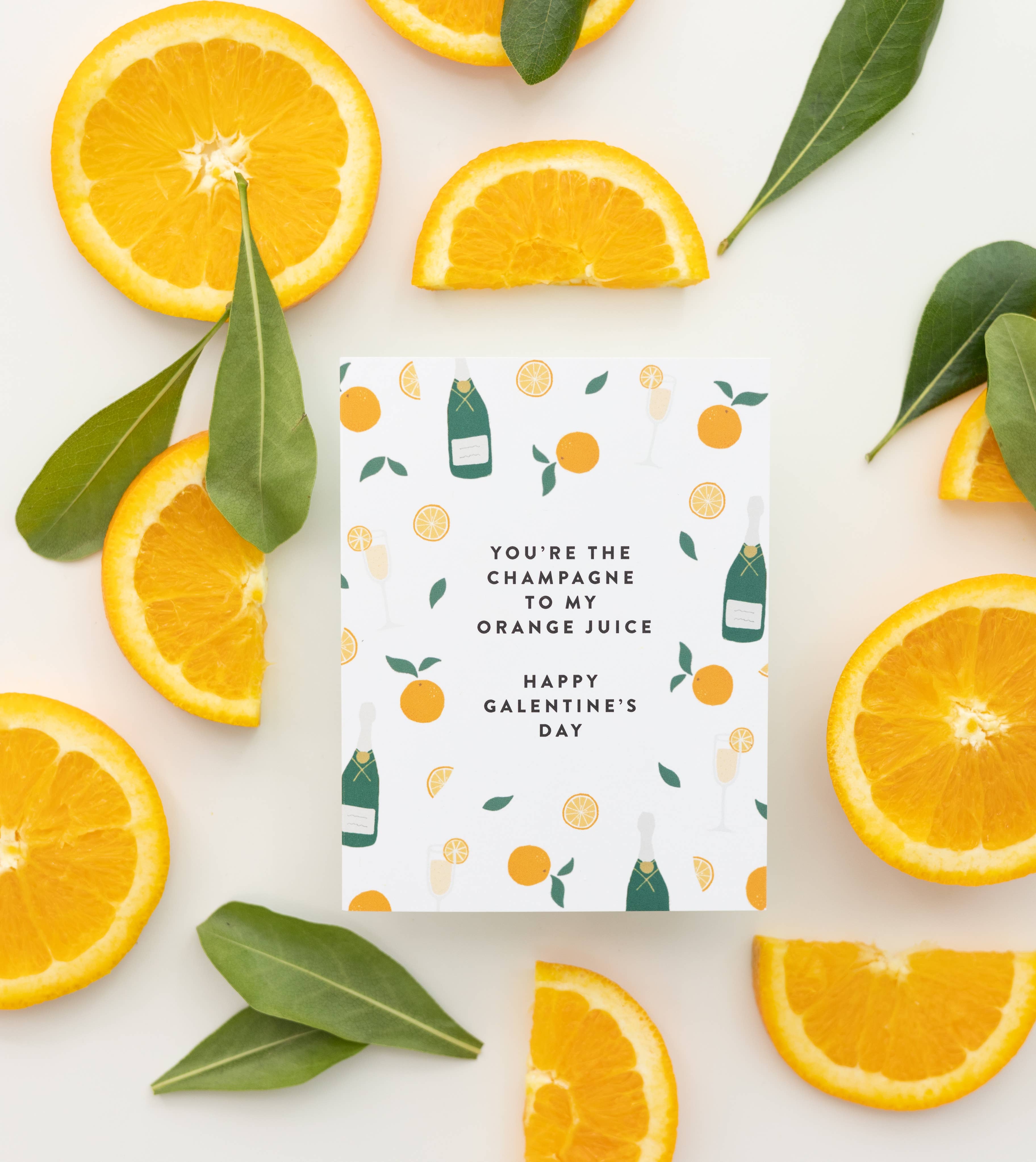 Joy Paper Co. – wholesale Valentine's Day card – Champagne to my OJ Galentine's Card1