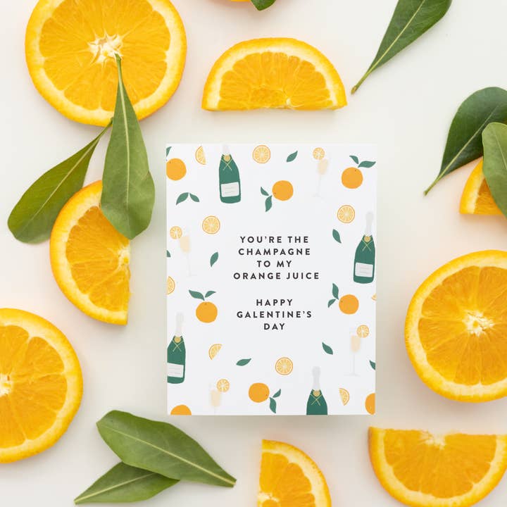 Joy Paper Co. – wholesale Valentine's Day card – Champagne to my OJ Galentine's Card1