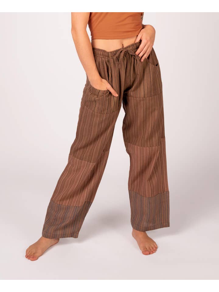 Soul Flower - Wholesale Pants - Women's - Patchwork Pants - Brown