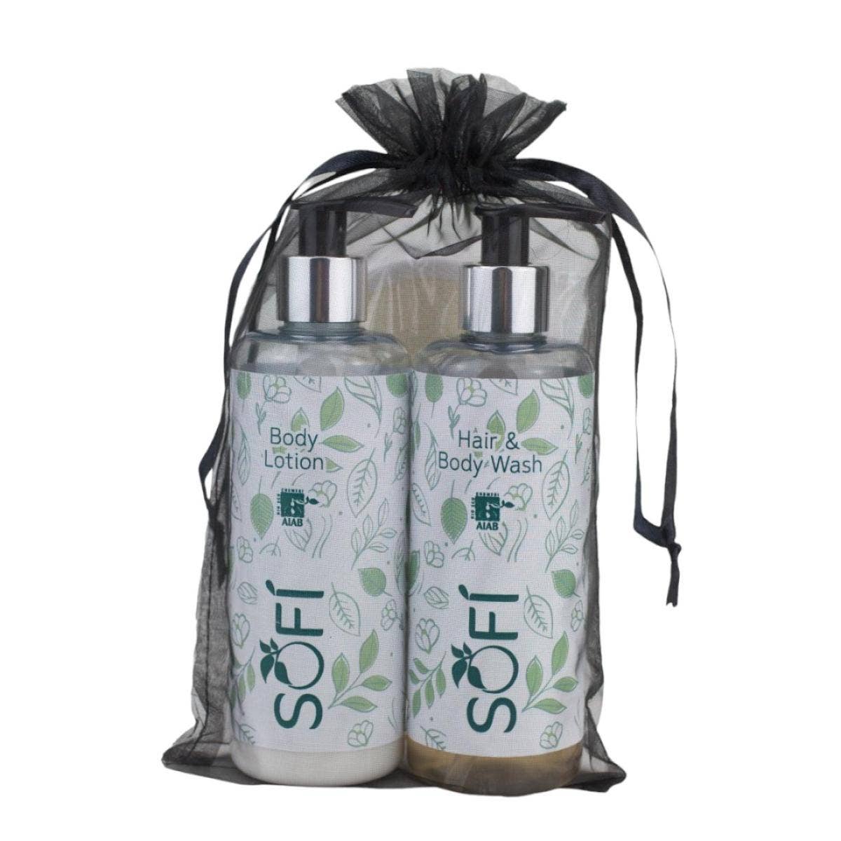 pirotta srl – Großhandel Bade- & Körperpflege-Set – Sofì Geschenkset Tüll: Schwamm, Duschshampoo, Olivencreme0