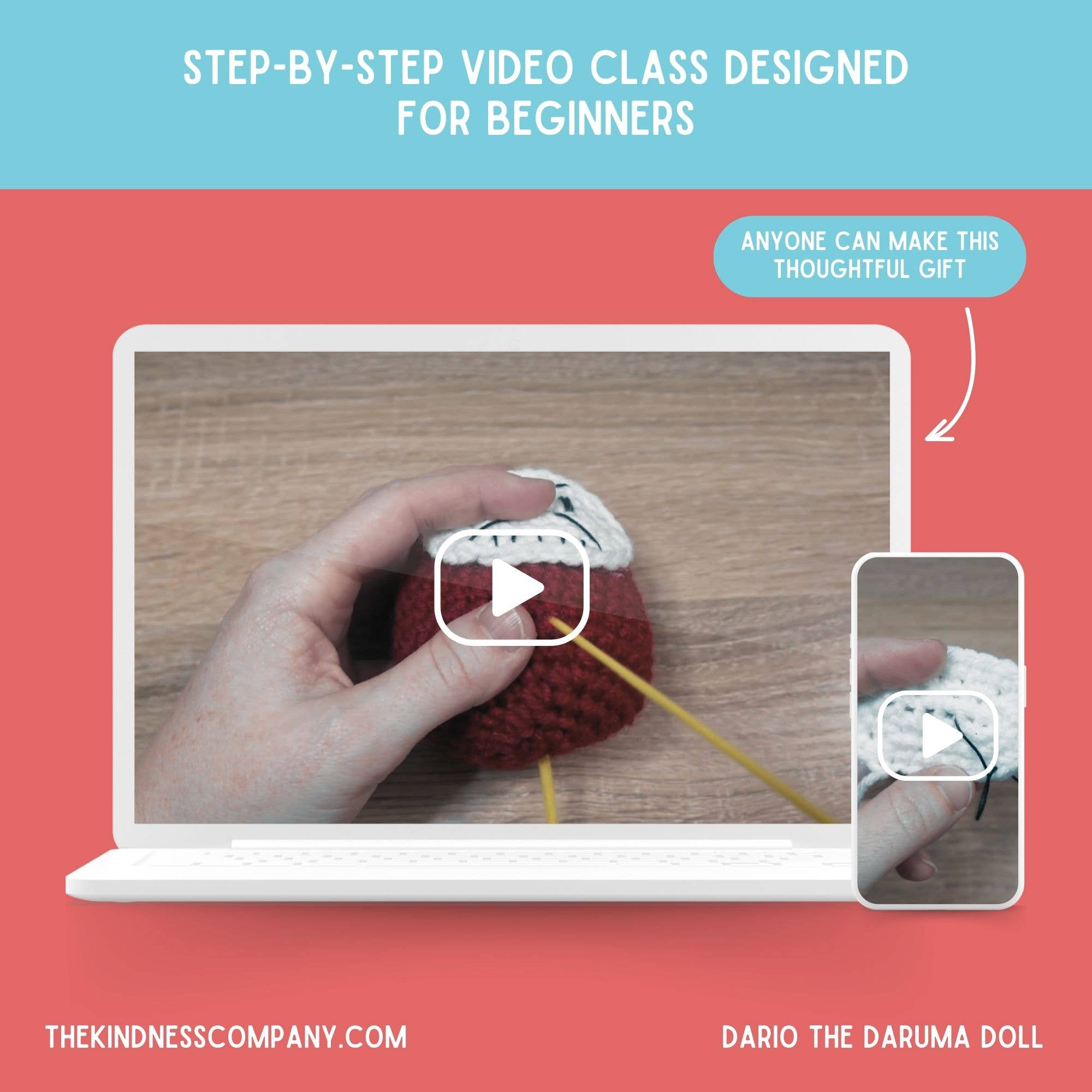 The Kindness Company – wholesale Encouragement card – Encouragement Card & Daruma Doll Crochet Pattern7