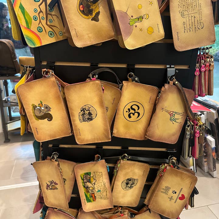 Hand Painted Leather Large Wallet CLEARANCE 10 Pieces MIX for wholesale by CRETE TRADING INC