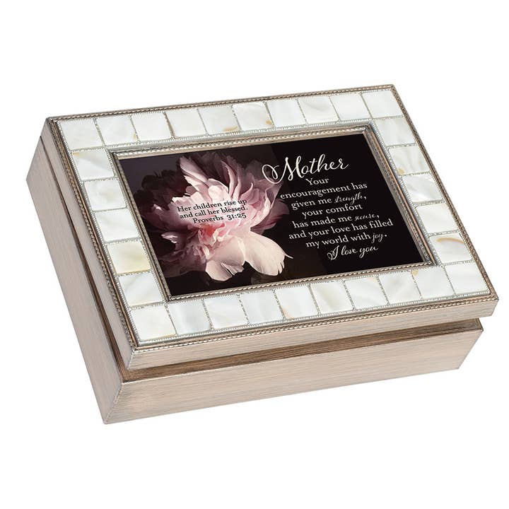 Mother Grey Brushed Pearl Music Box for wholesale by Cottage Garden