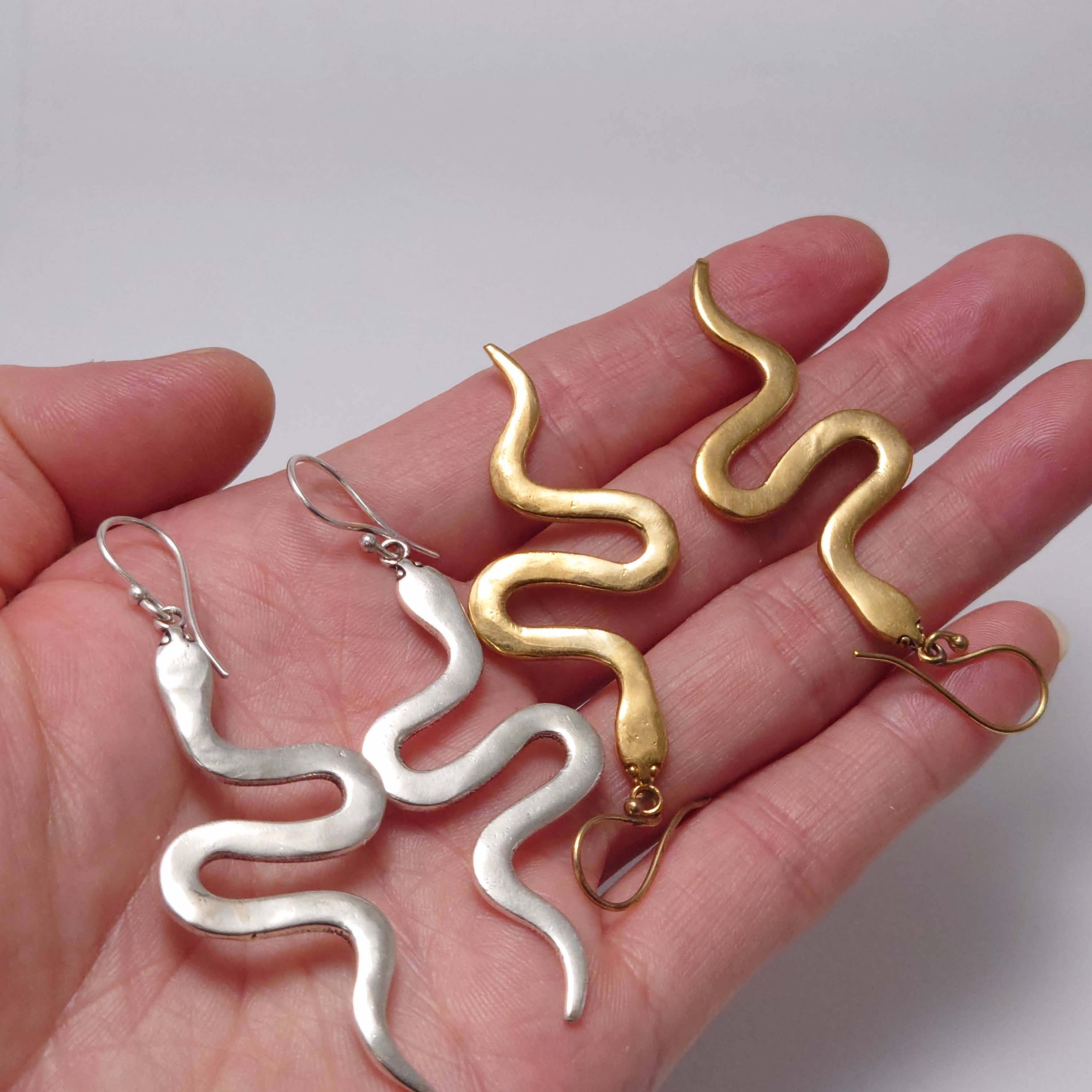 Tenzing Collections - Wholesale Dangle Earrings - Snake Earrings, Golden and Silver13