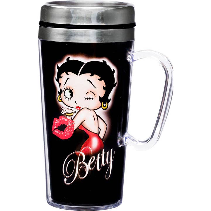 Spoontiques, Inc - Wholesale Insulated Mug/Tumbler - Betty Boop Kiss Insulated Trvl Mug
