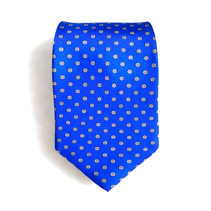 Italian Silk Printed Tie "Royal" Blue for wholesale by Elegant Italian