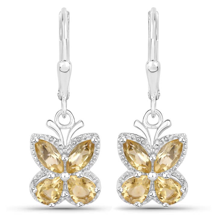 2.16 Carat Genuine Citrine .925 Sterling Silver Earrings for wholesale by Quintessence Jewelry
