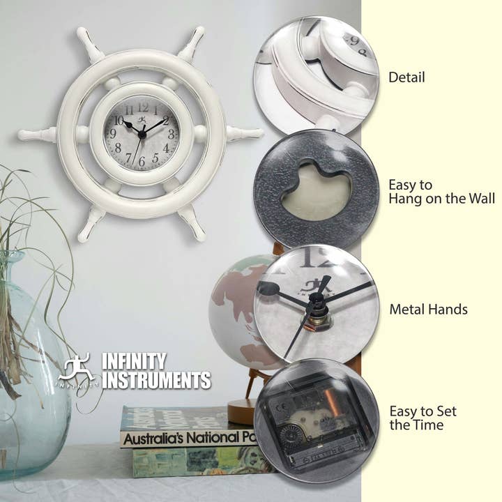 Captain's Ivory Indoor Wall Clock, 15 Inch for wholesale on Faire4