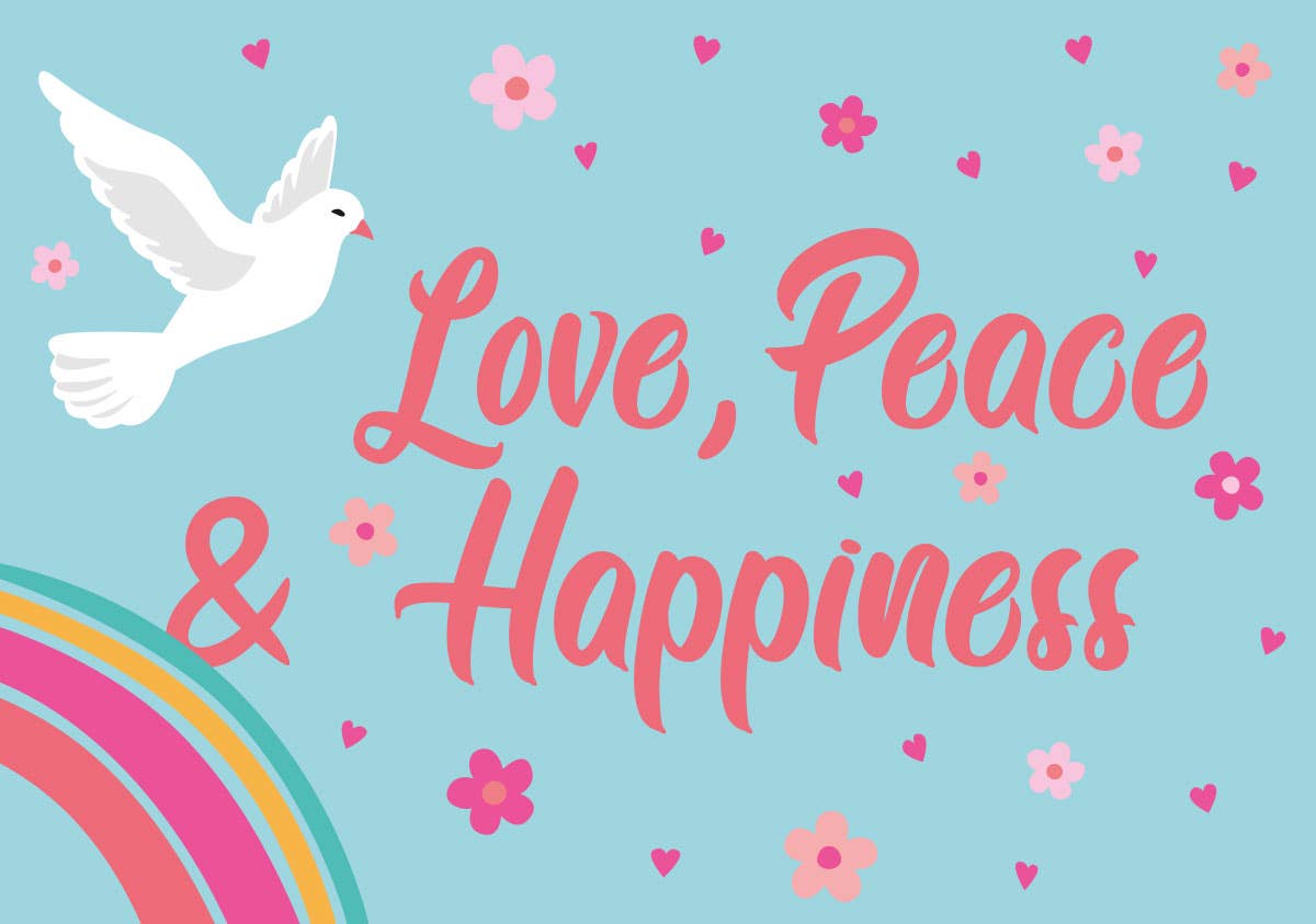 nobis design - Wholesale Postcard - Postcard - Happiness - Love, Peace & Happiness0