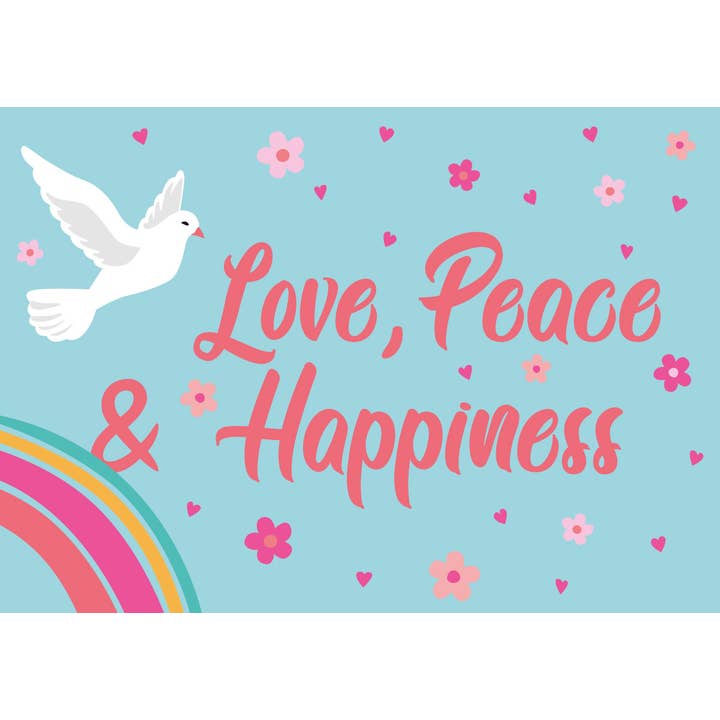 Cartolina - Felicità - Amore, pace e felicità per la vendita all'ingrosso da parte di nobis design