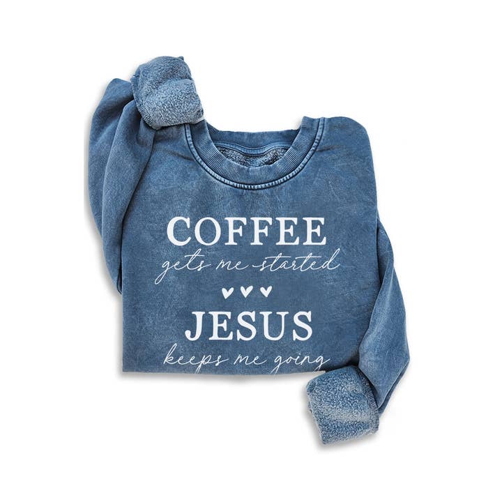 HRTandLUV - Wholesale Graphic Sweatshirt - Women's - COFFEE JESUS MINERAL SWEATSHIRTS