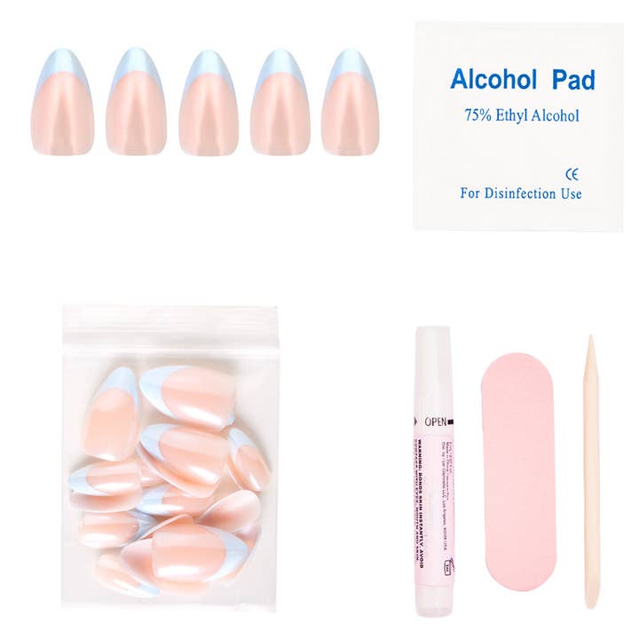 Glamnetic - Wholesale Press-On/Fake Nails - Blueberry Icing Press-On Nails | Baby Blue French Tip
