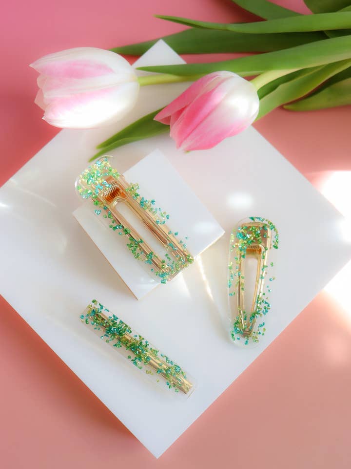 Green Nugget Barrette for wholesale by CG Home