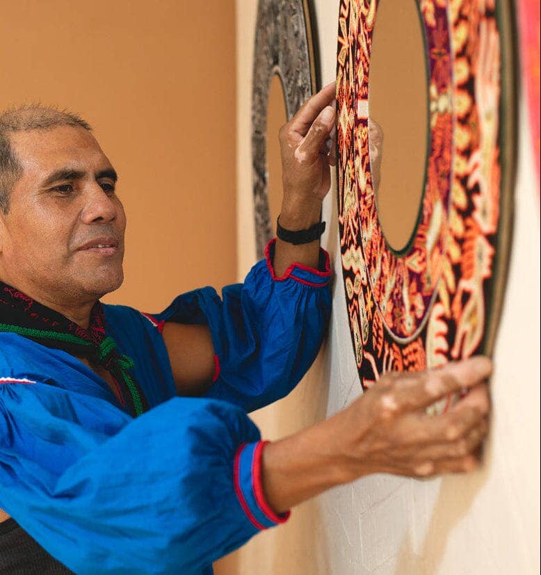 Mother Sierra - Wholesale Wall Mirror - Sol Bohemio — Earth-Toned Hand-Embroidered Mirror2