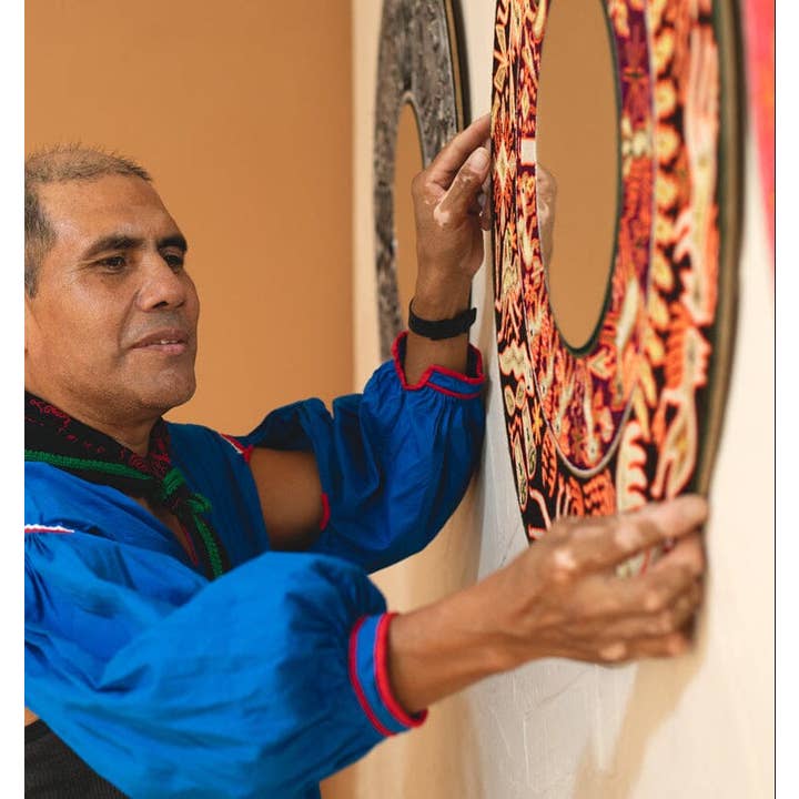 Mother Sierra - Wholesale Wall Mirror - Sol Bohemio — Earth-Toned Hand-Embroidered Mirror2