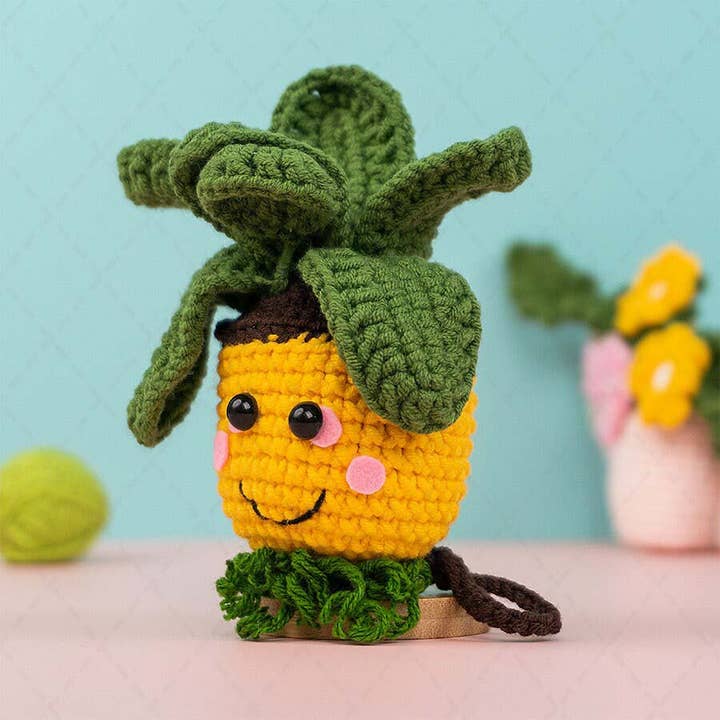TOMOPOD LLC - Wholesale Car Decorative Charm - Women's - Cute Crochet Pineapple Car Mirror Hanging, Fruit Car Charm