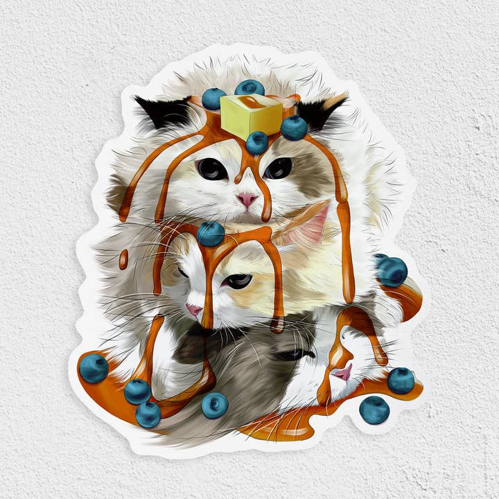 Blueberry Flapcats Waterproof Sticker for wholesale by Cat Loaf Studio