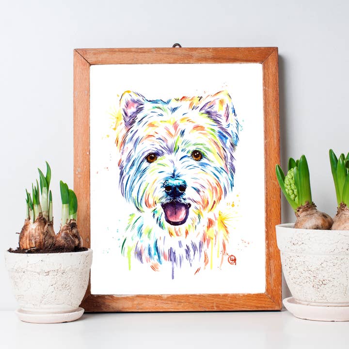 Whitehouse Art - Wholesale Art Print - Westie Art Print - Dog Theme, West Highland Terrier