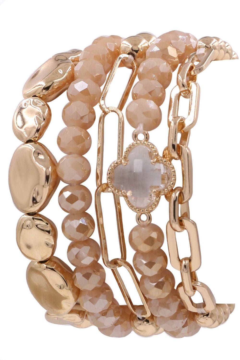 MiMi Wholesale - Wholesale Jewelry Set - Beaded Clover Accent Jewelry Set Bracelet0