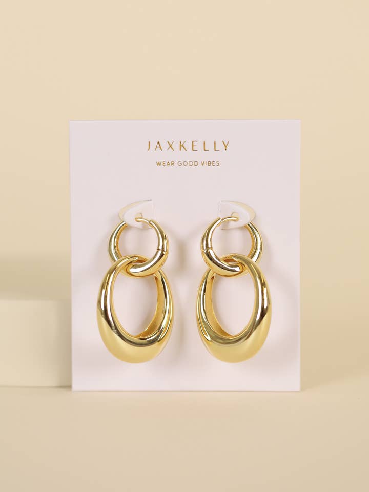 Pendientes con forma de aro dorado, acoplados para venta al por mayor de JaxKelly