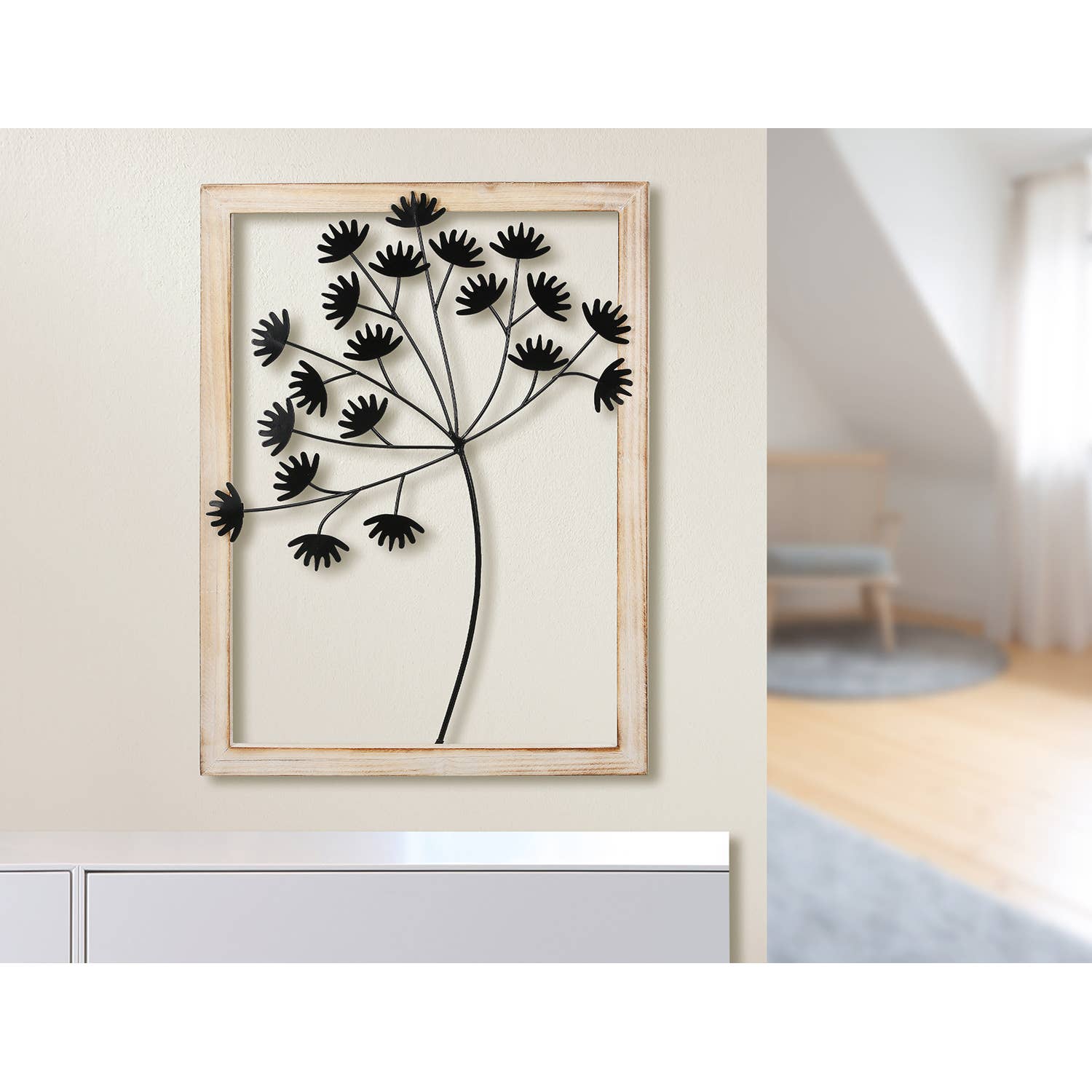 Dandelion wall relief, black h.40 cm for wholesale on Faire1