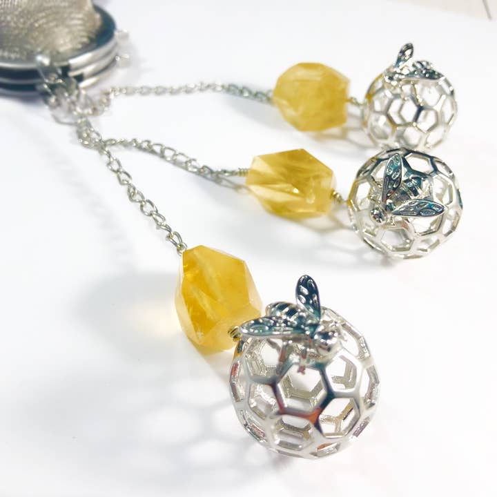 Kinley Jewelry - Wholesale Tea Strainer/Infuser - Tea Infuser Honey Bee Charmed with Honey Calcite Stone Gift