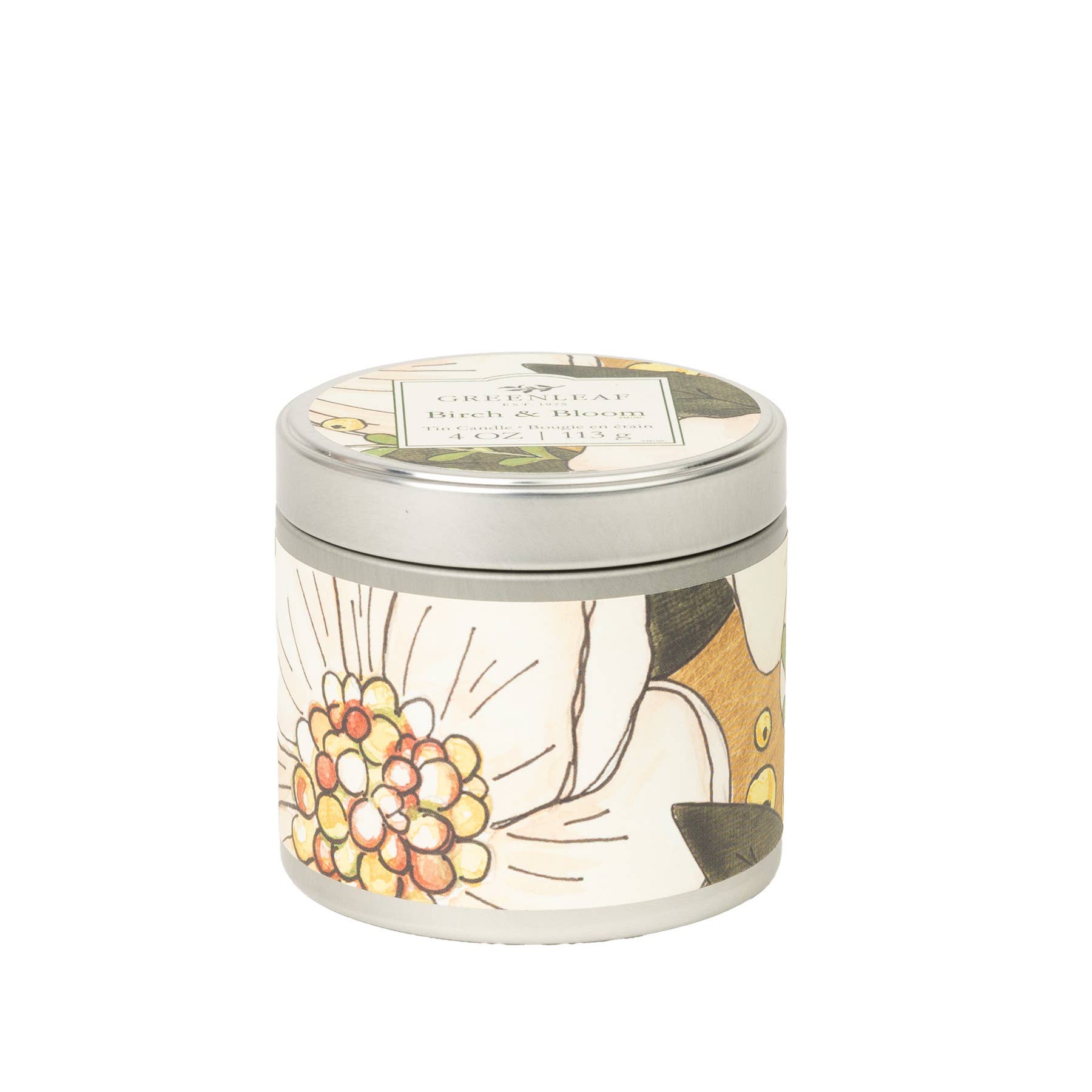 Greenleaf Gifts - Wholesale Jar/Filled Candle - Birch & Bloom Tin Candle 6pk0