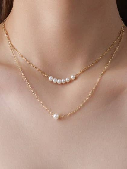 18K STAINLESS STEEL TARNISH FREE PEARL NECKLACE | 40NK381 for wholesale by JOSSLYN by wall to wall