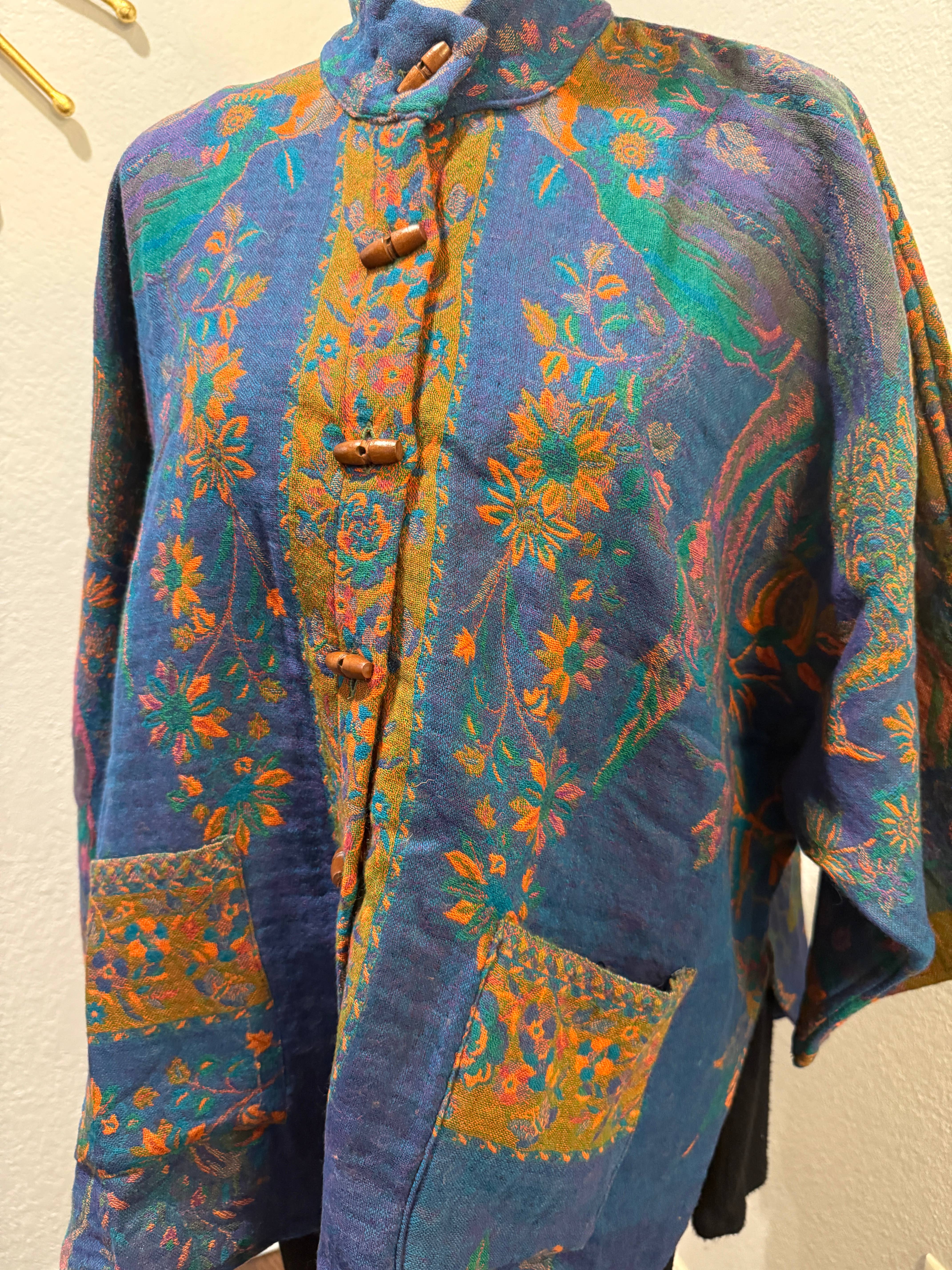 In Style Scarves - Wholesale Kimono – Women's - Handmade Reversible Merino Wool Kimono Jacket in Peacock
