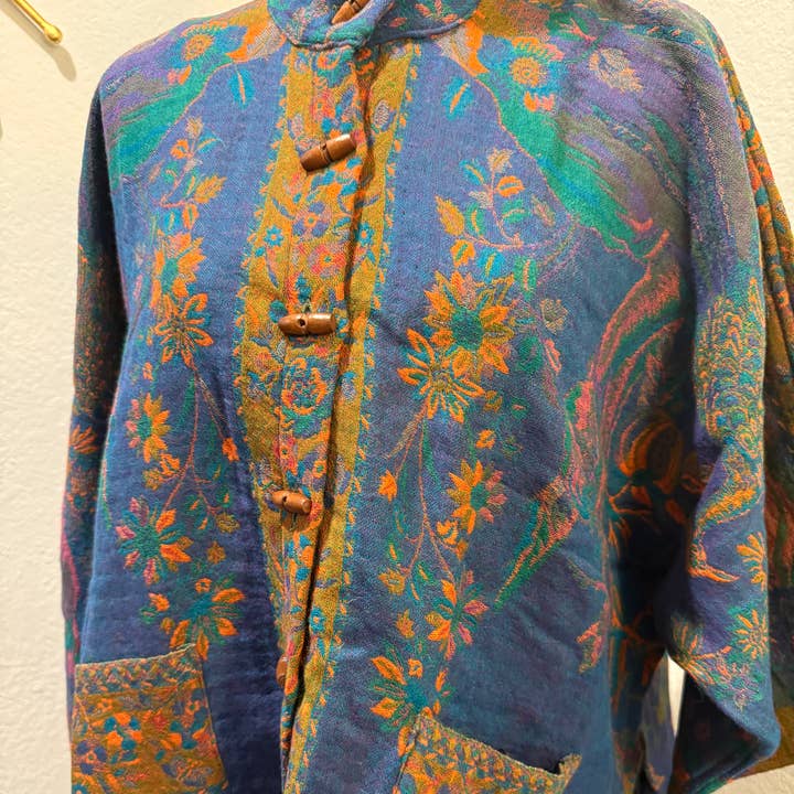 In Style Scarves - Wholesale Kimono – Women's - Handmade Reversible Merino Wool Kimono Jacket in Peacock0