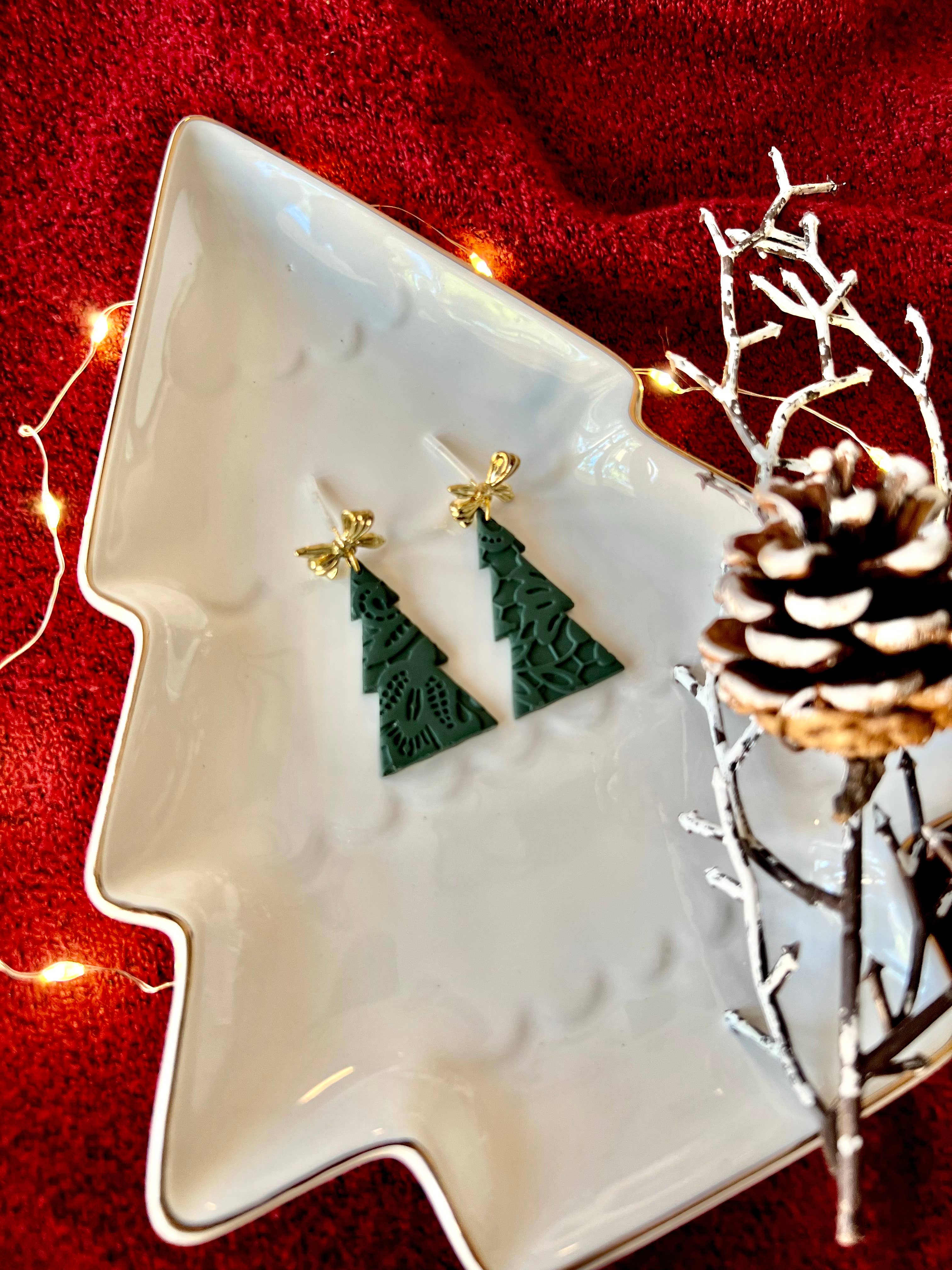 SeizeTheClayJewelry - Wholesale Dangle Earrings - Lace Christmas Tree Earrings, Lace Tree Earrings1