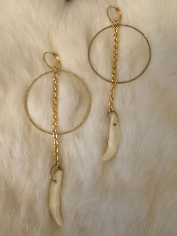 Coyote Tooth Hoop Earrings for wholesale by Jewelry by Brynn
