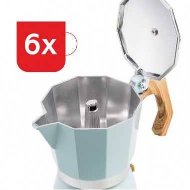 Haeger – Engroshandel Kaffekoger – Kaffemaskine HAEGER MOKA Pot 6 - Aluminium 6 kopper, Blå