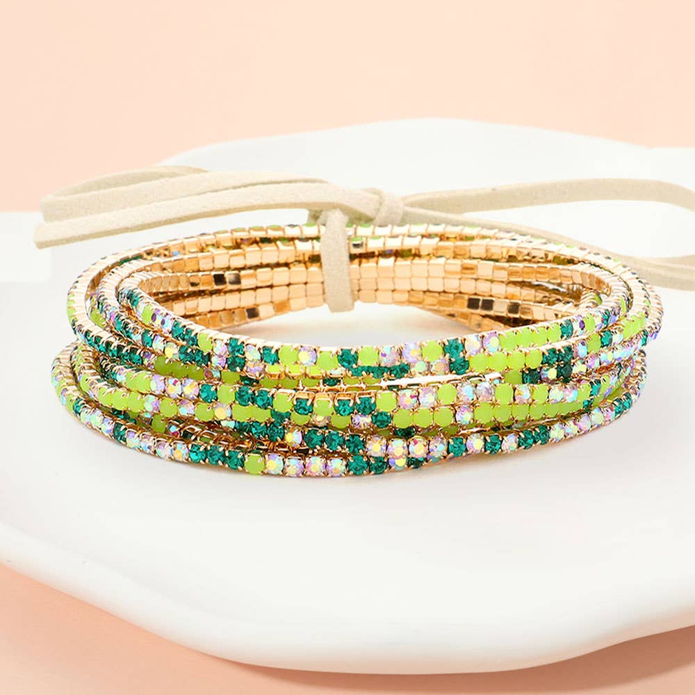 Sensibling Corp. - Wholesale Jewelry Set - 12PCS - Ribbon Pearl Rhinestone Layered Stretch Bracelets8