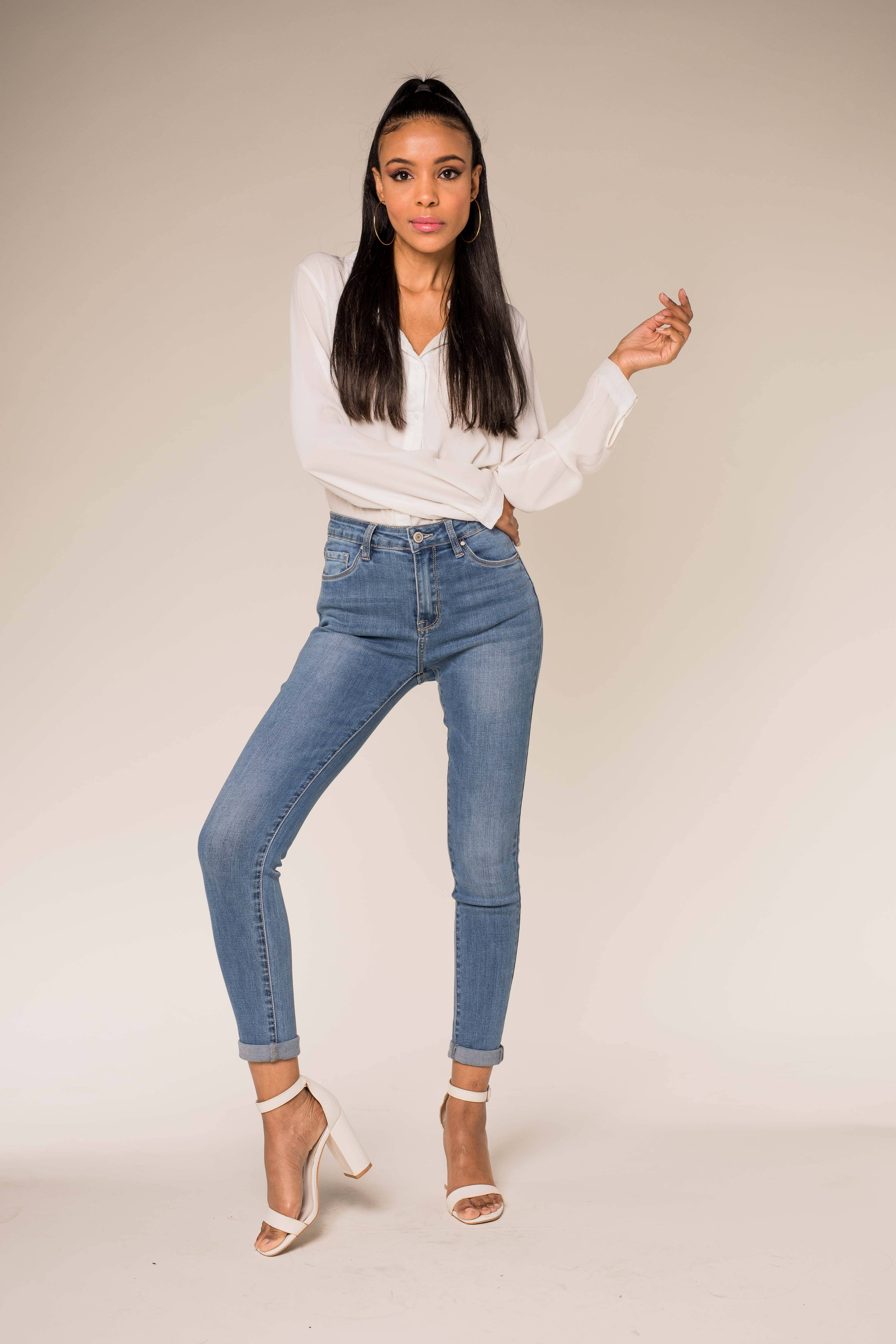 Nina Carter – Engroshandel Jeans - Dame – P078 stretch skinny bukser med høj talje25