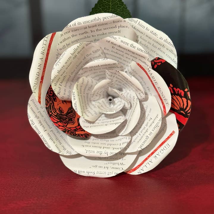 Literary Blooms - Wholesale Artificial Flowers - Edgar Allan Poe Paper Rose – Medium (5")0
