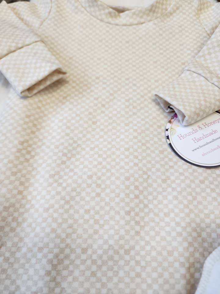 Tan Checkered Gown for wholesale by Hounds and Honeys