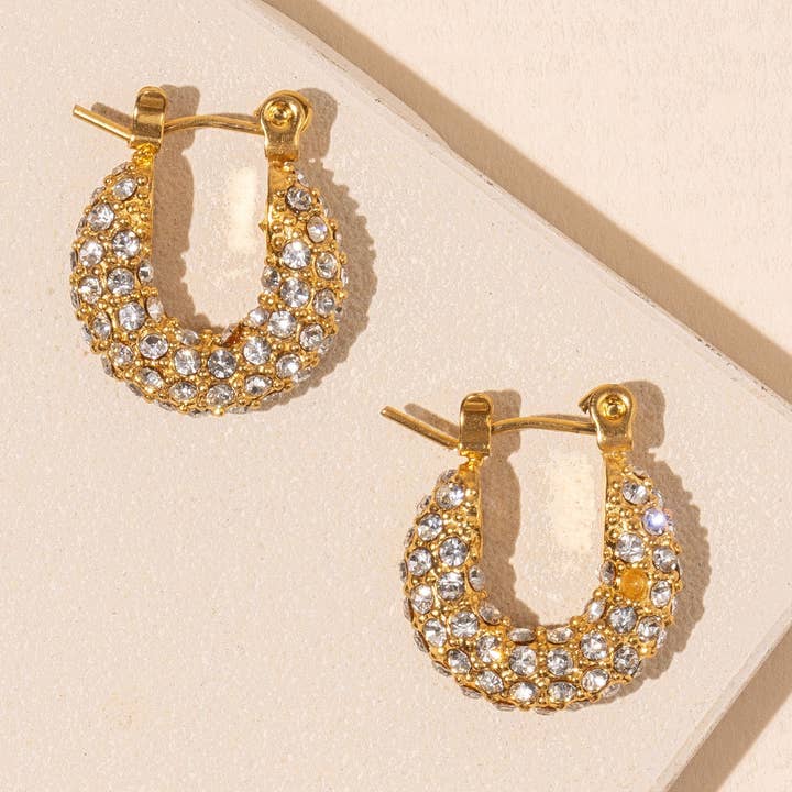 Clear Crystals 18K vergulde roestvrijstalen oorbellen voor wholesale door Frem