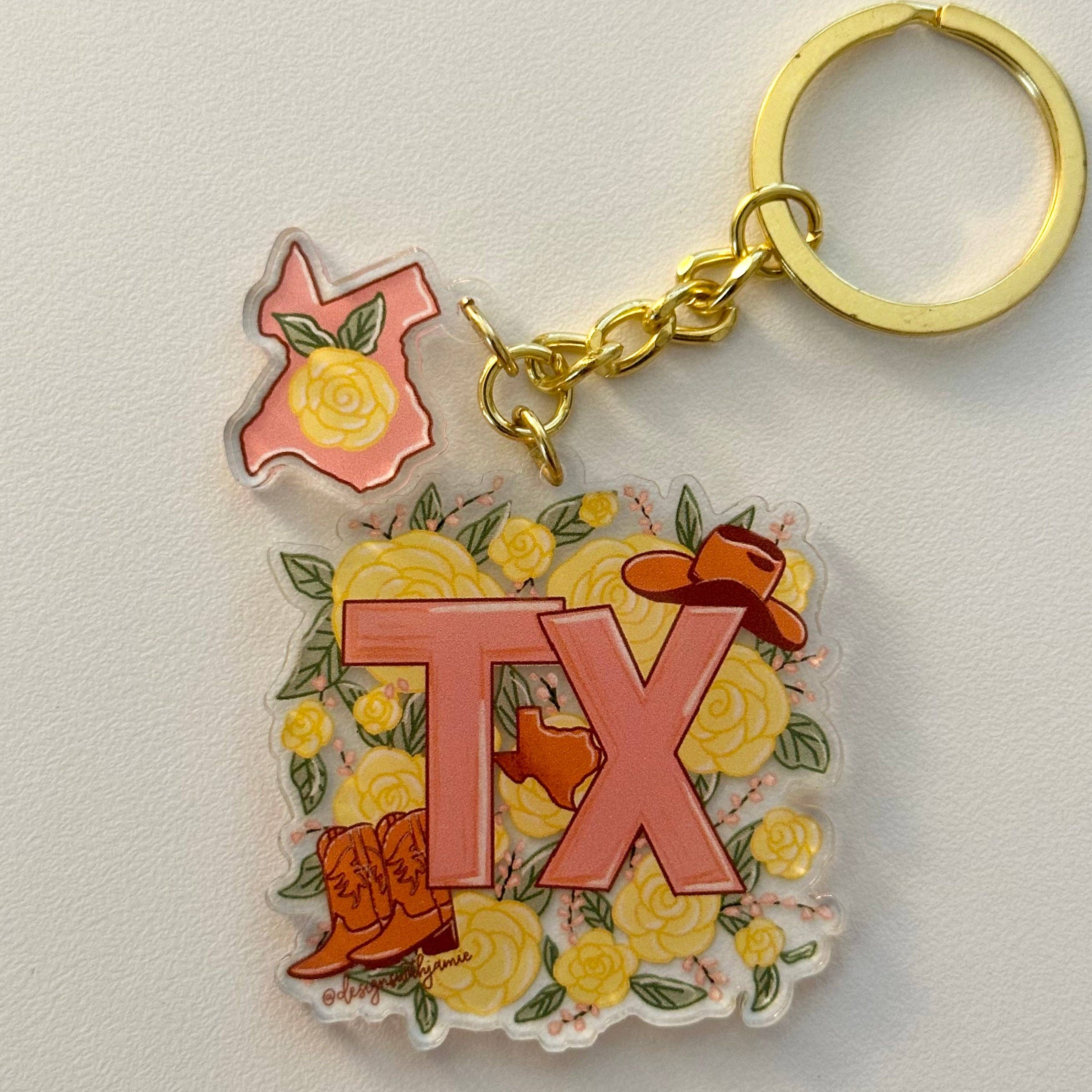 Designs with Jamie - Wholesale Keychain - Women's - Texas Yellow Rose Keychain1