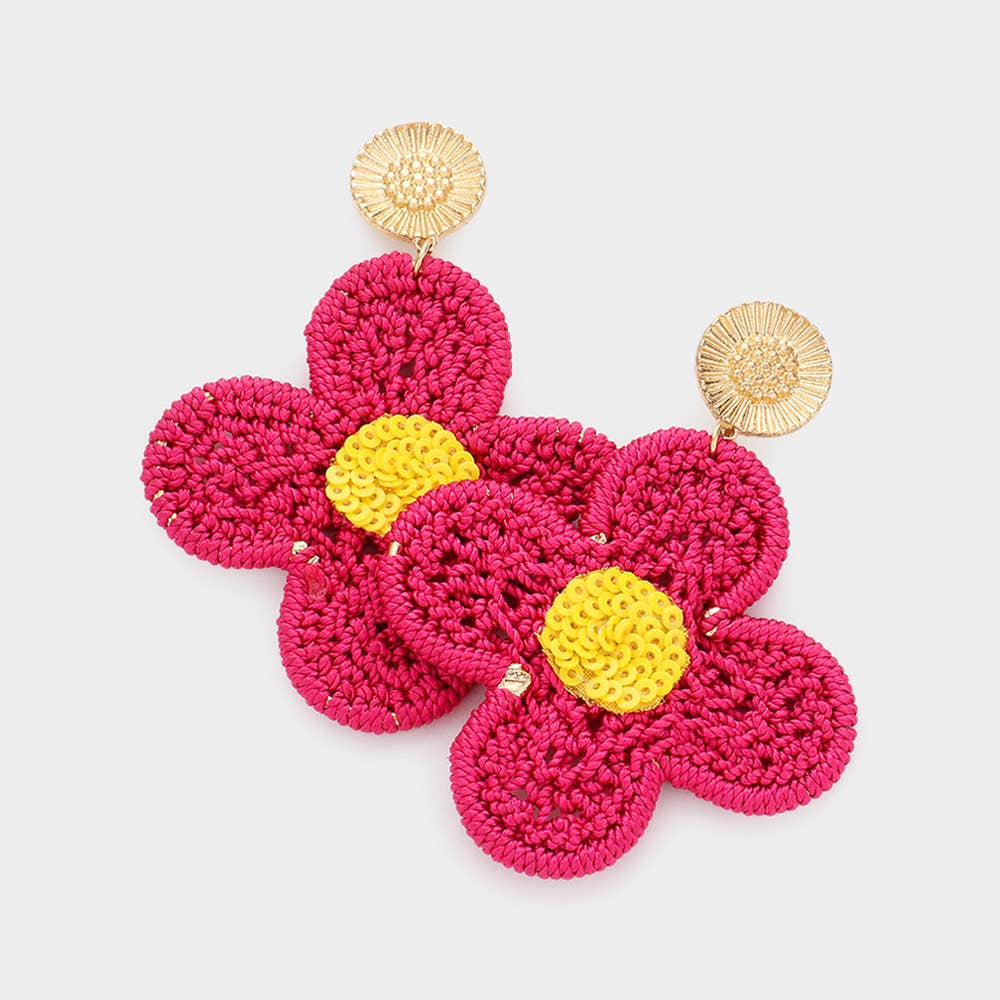 Sensibling Corp. – Brincos de argola por atacado – Brincos em Crochet Flor Pangle1