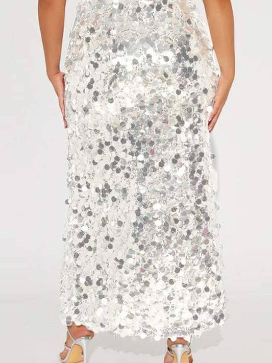 saia longa dividida com lantejoulas por atacado de Fashion Combination