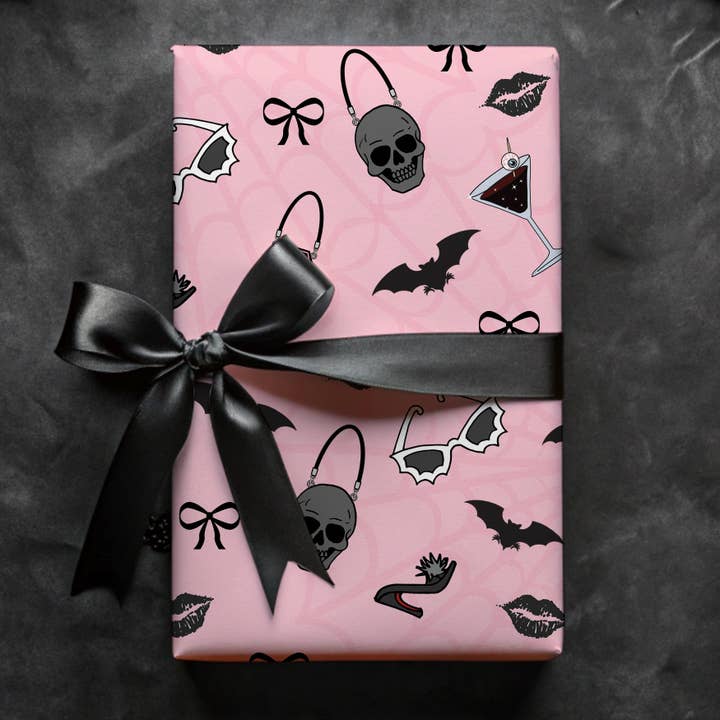 Gothic Barbie Wrapping Paper for wholesale by Spooky Glam Paper