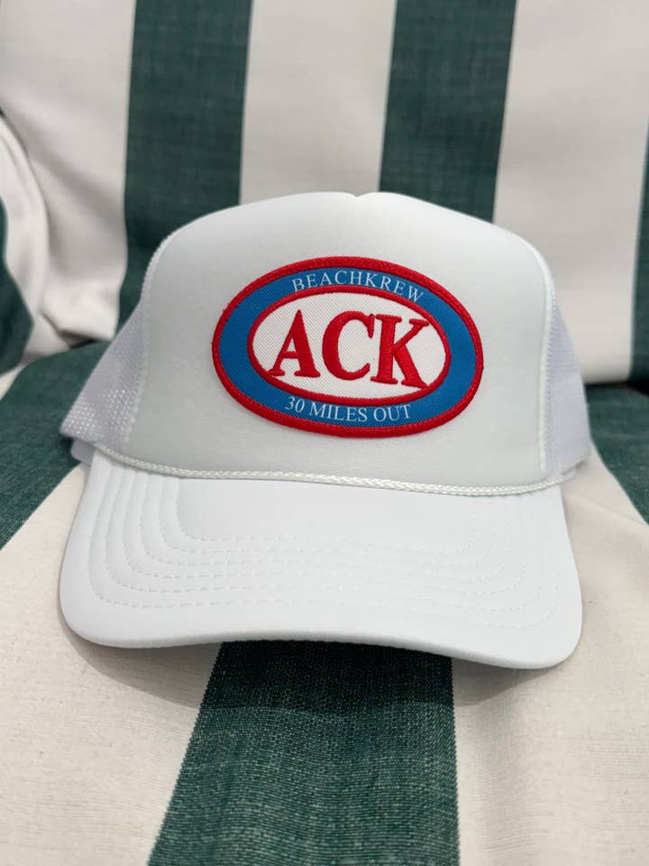 30 MILES OUT PATCH TRUCKER HAT - WHITE for wholesale by Beach Krew