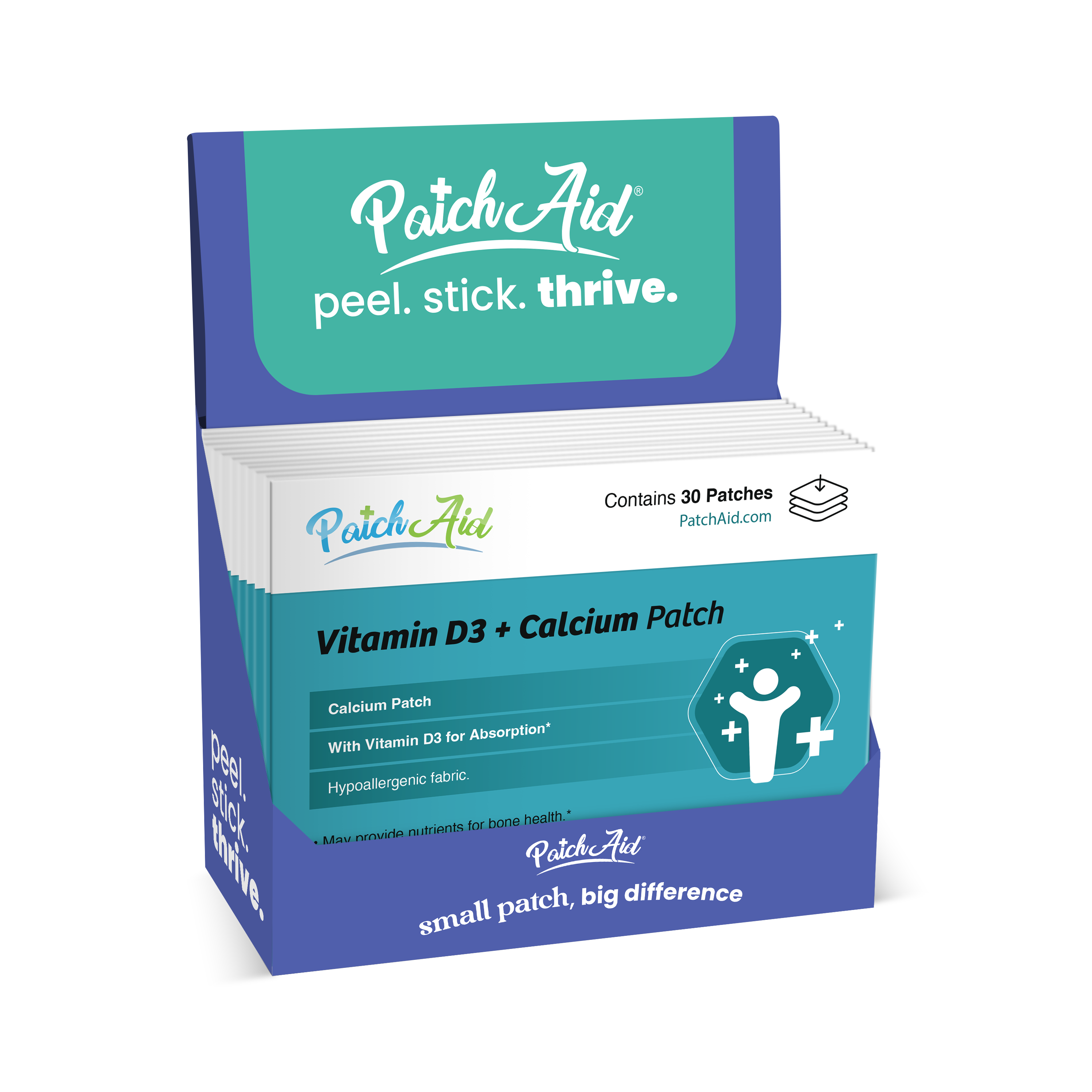 PatchAid – Engroshandel Kosttilskud og vitaminer – Vitamin D3/calciumplaster - knogle-, muskel- og immunstøtte0