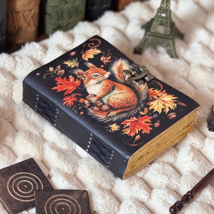 Squirrel journal Vintage Handmade leather Journal Grimoire for wholesale by MNM HANDICRAFTS