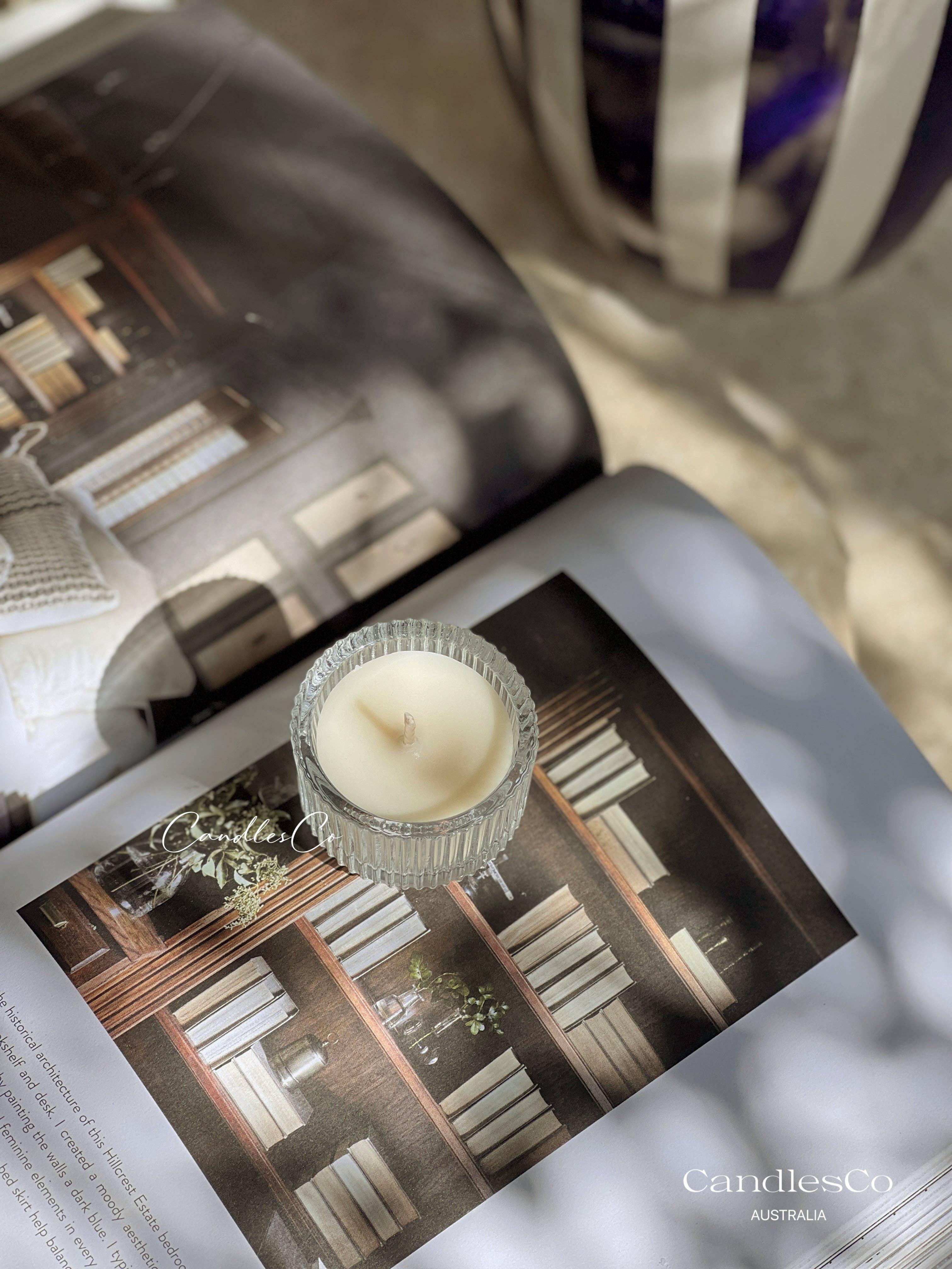 CandlesCo Australia - Wholesale Tea light candles - Ribbed Glass Bowl Tealight soy wax candle